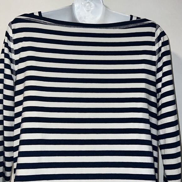 SOFT SURROUNDING Navy Blue Striped Tunic Top With Side Buttons-S - Picture 6 of 9